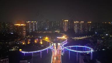 航拍<strong>重庆</strong>菜园坝大桥夜景